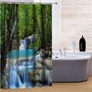 2x1.8CM Polyester 3D Waterfall Nature Scenery Bathroom Shower Curtain With Hooks