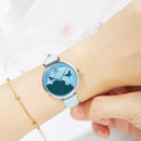 SHENGKE SK K0101 Concise Butterfly Leather Strap Fashion Female Wristband Fresh Color Women Quartz Watch