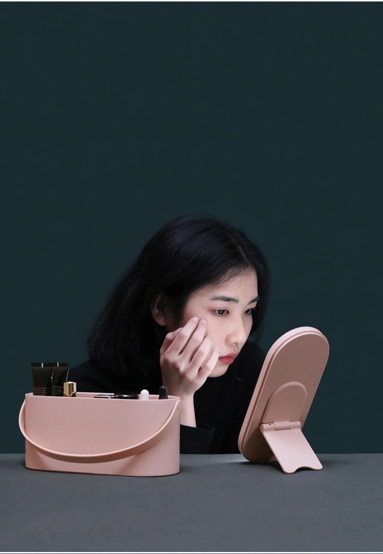MUID  Cosmetic Bag Dressing Case Portable Travel Dresser Cosmetic Mirror Lamp Fixing Makeup Lipstick Skin Care Product Storage Box Basket