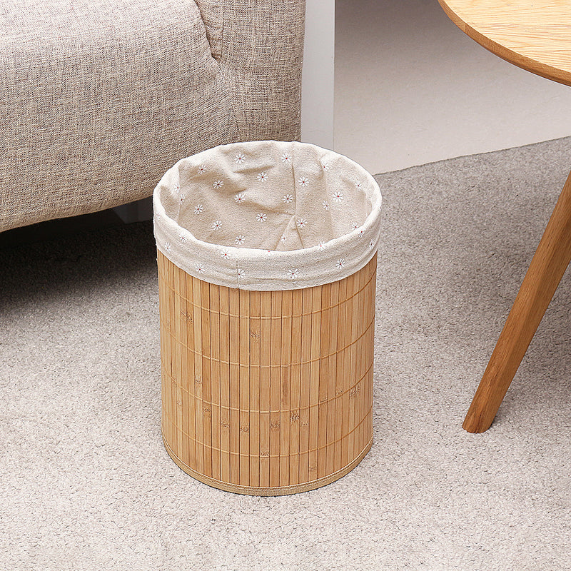 Bamboo Trash Can Foldable Wastebasket Garbage Can Waste Bins for Office Study Bathroom Living Room