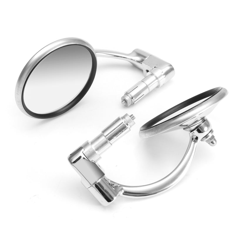 7/8inch Motorcycle Handlebar End View Metal Mirrors 360 Rotation Cafe Racer Chrome