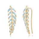 Trendy 925 Silver Inlay Zircon Crystal Elegant Leaf  Earring Jewelry for Women