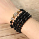 Unisex Artificial Crystal Obsidian Bracelet 108 Buddha Beads Zodiac Lucky Necklace