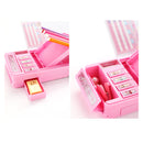 Plastic Cartoon Fancy Stationery Multi-function Pen Box 2 Layer Double Open Multi-layer Pencil Case Holder Students Gift Office School Supplies