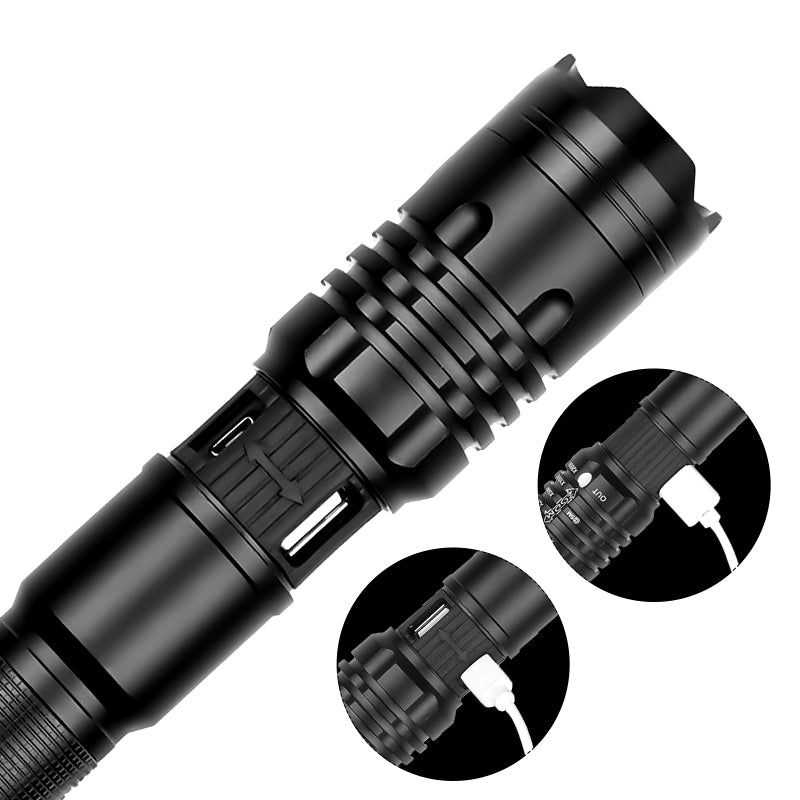 XANES A85 XHP50 Flashlight 3 Modes Waterproof USB Chargeable Zoomable Work Lamp Camping Hunting Torch Light