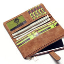 IPRee Vintage PU Leather Long Wallet Two Fold Billfold Pocket ID Credit Card Holder Coin Purse Men Women