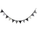 Black and White Cotton Fabric Bunting Flags Banner Baby Shower Outdoor Tent Decoration Shooting Tool