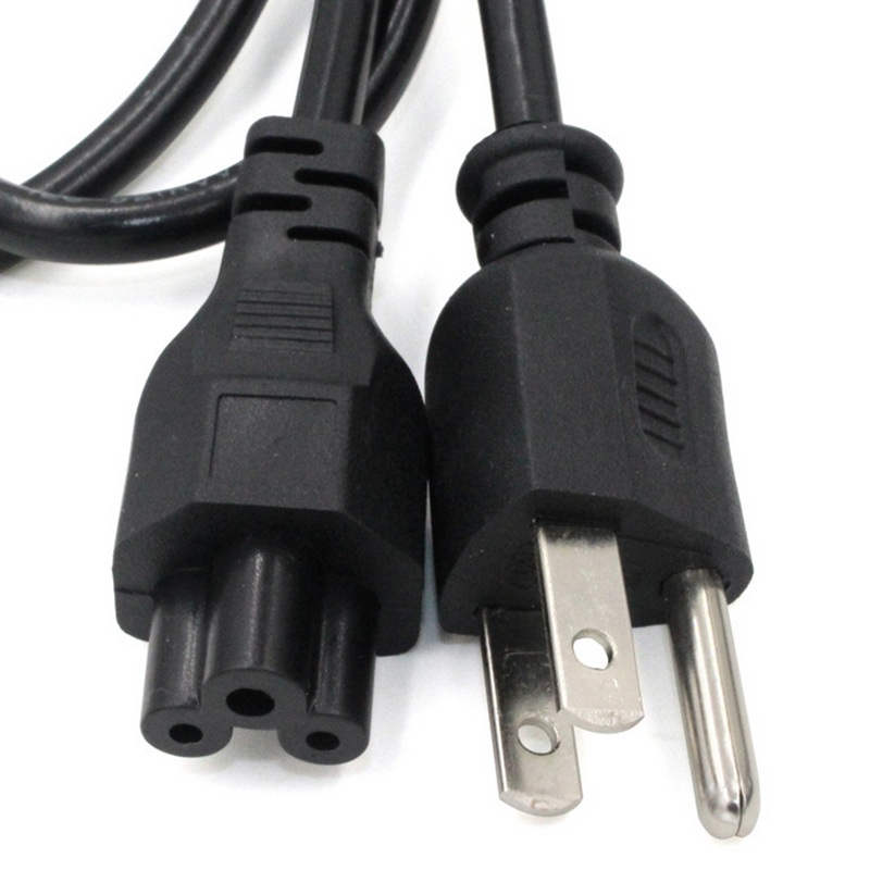 1.2m AC US Plum Blossom Tail Plug Power Supply Adapter Cord Cable PVC Black Power Adapter Connector Line for Laptop