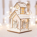 LED Christmas Wooden House Tree Night Light Decoration Hanging Ornament Holiday Cabin Gift