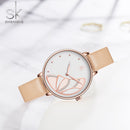 SHENGKE SK K0118 Fashion Butterfly Pattern Casual Ladies Dress Watch Women Quartz Watch
