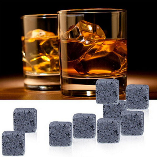 9Pcs Whiskey Stones Rocks Ice Cubes Velvet Bag Whisky Rocks Beer Ice Stone