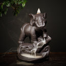 Ceramic Incense Burner Backflow Cone Waterfall Smoke Censer Holder Elephant Gift Decorations