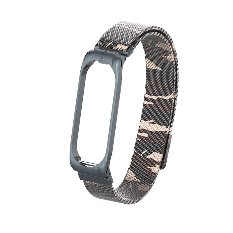 Camouflage Metal Watch Band Watch Strap Replacement for Xiaomi Miband 4