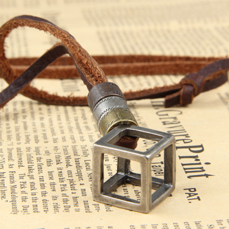 Punk Leather Rope Chain Adjustable Long Personalized Necklace for Men