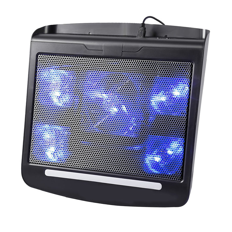 NUOXI T9 Aluminum Mesh & Plastic Portable Lightweight Notebook Laptop Cooling Pad with Aluminum Panel and Five Cooling Fans