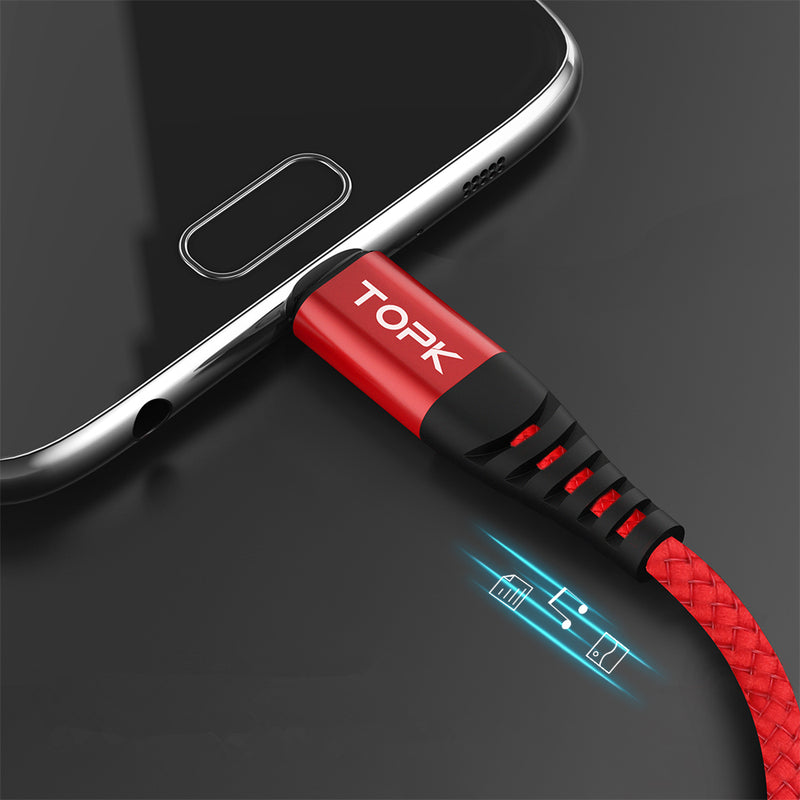 TOPK 2.4A Micro USB Fast Charging Data Cable 3.28ft/1m for Honor 8X Xiaomi Redmi Note 5
