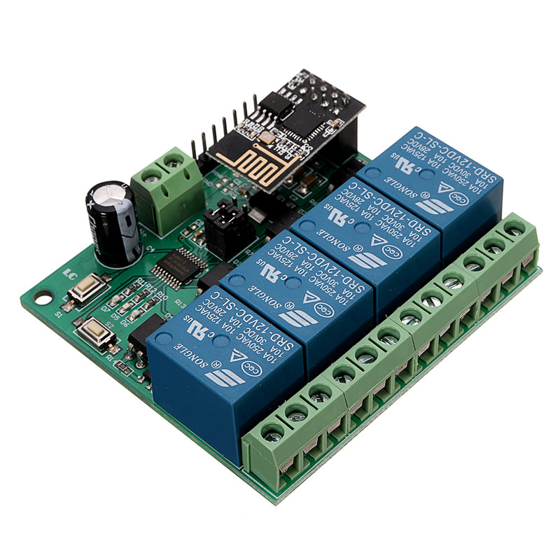 DC12V ESP8266 Four Channel Wifi Relay IOT Smart Home Phone APP Remote Control Switch