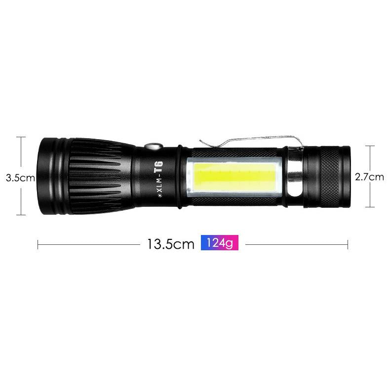 SHENYU A-GT01 T6/L8 COB+LED Dual Light USB Rechargeable Zoomable Flashlight