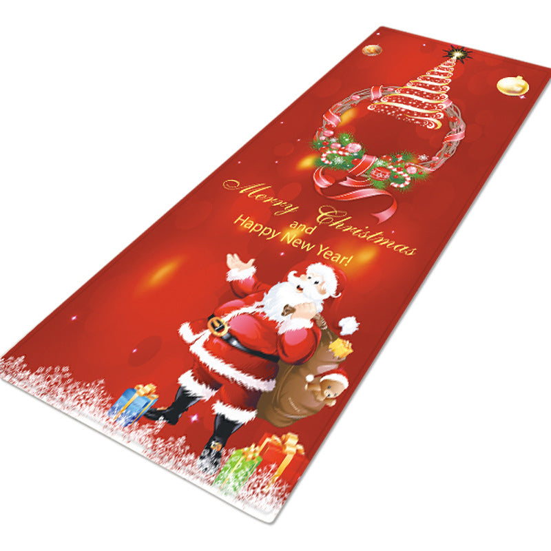 3D Christmas Santa Claus Anti-slip Kitchen Room Floor Mat Flannel Carpet Rug