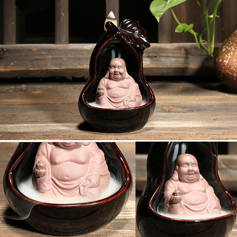 Ceramic Backflow Incense Burner with Light Sandalwood Cone Yoga Aromatherapy Gifts Home Decor
