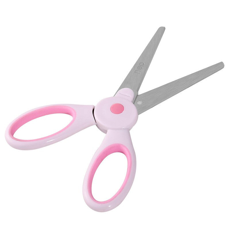 Deli 6065 Cute Kawaii Cartoon Rabbit Shape Scissors Paper Cutter Portable Students Scissors Safe Scissors DIY Hand Craft Cutting Tools with Protective Cover
