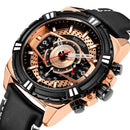 MEGIR 2118 Sports Style Complete Calendar Chronograph Waterproof Leather Quartz Watch Men Wristwatch