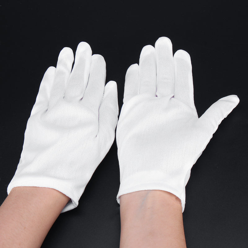 12Pairs Nylon Work Gloves White Etiquette Gloves Dust-Free Gloves Protection