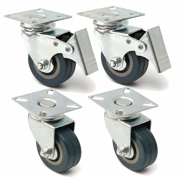 4pcs 50mm Heavy Duty Rubber Swivel Castor Wheels Trolley Caster Brake