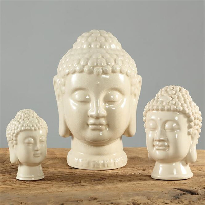 Modern B uddha Head Ceramic Sculpture Ornament Statue Office Room Art Home Decorations