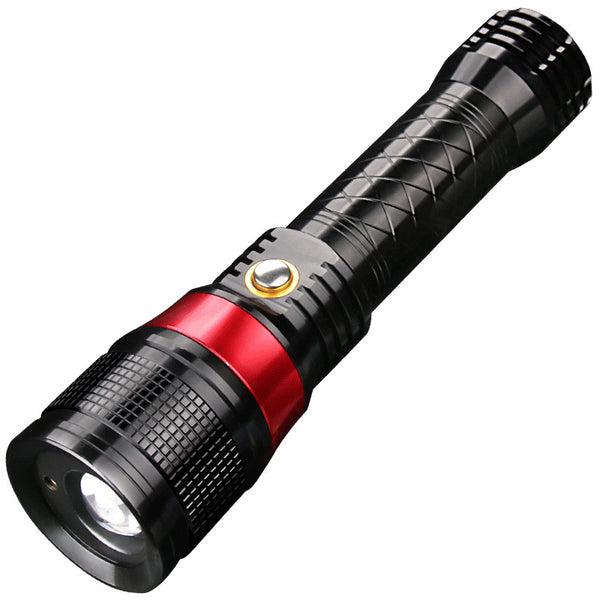 SKYFIRE SF-246 T6 Rotating Zoomable 18650 Battery Flashlight Red Laser USB Charging Work Lamp Night Warning Lantern