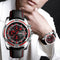 SKMEI 9156 Sport Watch Chronograph Leather Strap Waterproof Men Quartz Wrist Watch