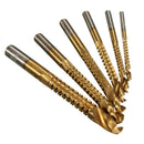Drillpro 6Pcs Titanium Coated Twist Drill Bits Wood Metal Plastic Cutting Saw Drill Bit Set