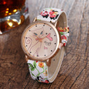 Flower and Bird Quartz Watch Casual Style Leather Strap Women Wrist Watches