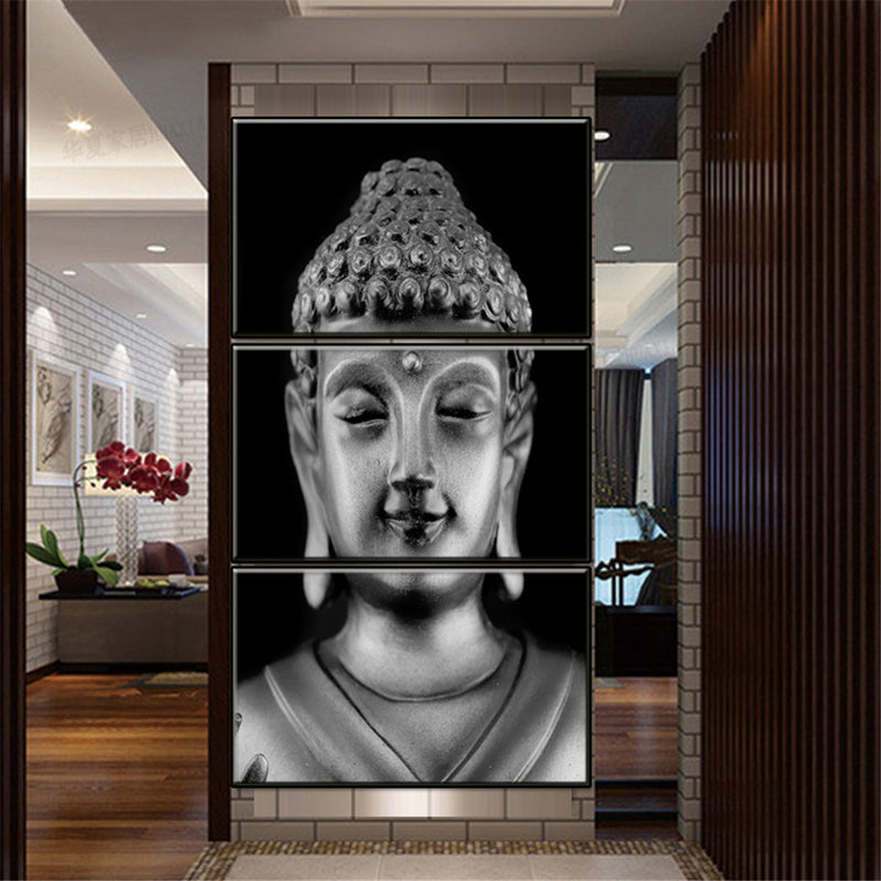 3 Panel Statue Meditation Painting Print on Home Decor Room Wall Sticker