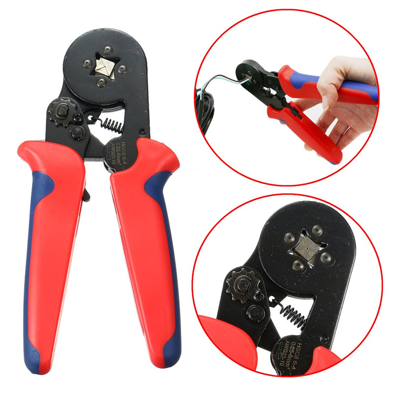 HSC8 6-4A 0.25-6mm AWG23-10 Self Adjusting Ratcheting Ferrule Crimper Plier
