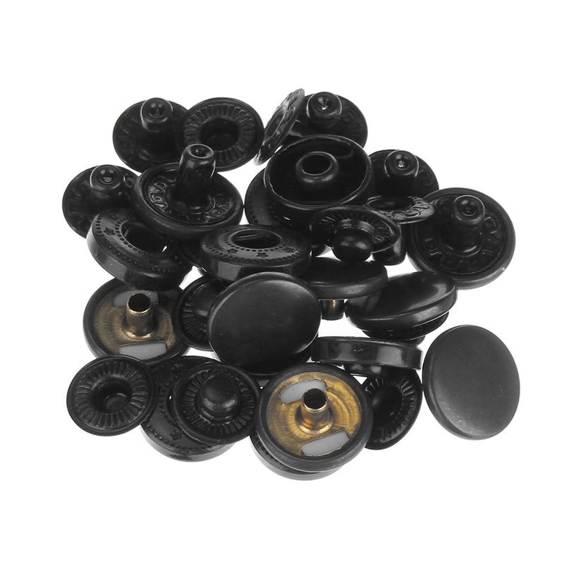 8pcs/Set 15mm or 12.5mm Black Snap Fasteners Popper Press Stud Button With Fixing Kit
