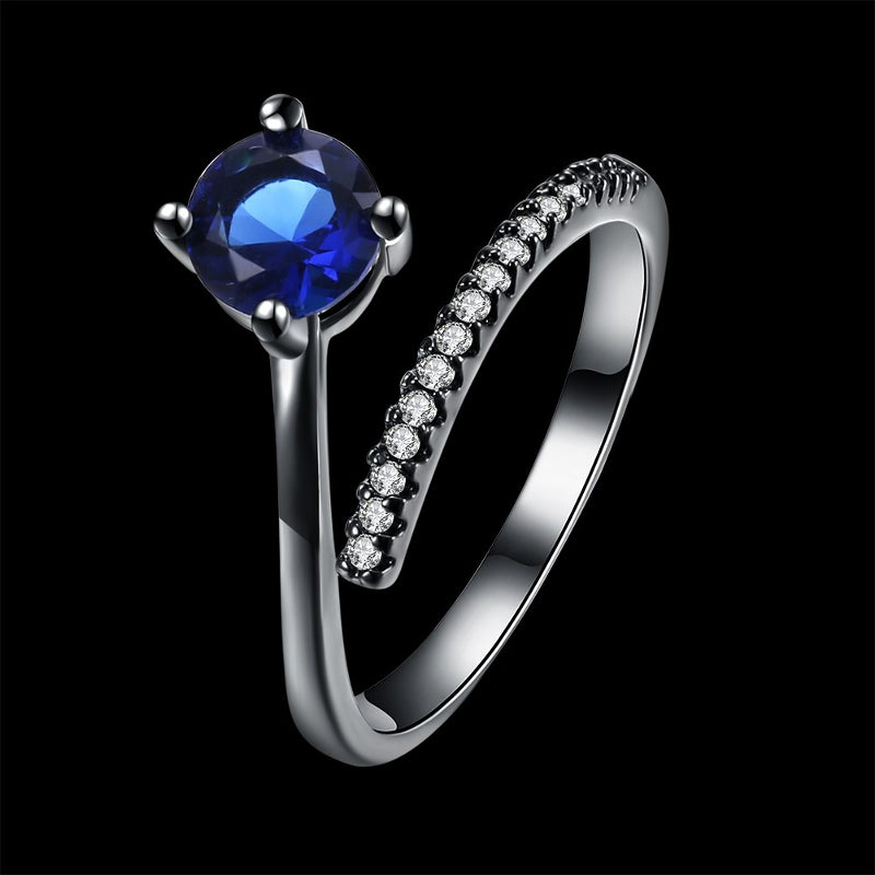 INALIS Fashion Zircon Gun Black Plated Finger Ring Jewelry Gift for Women