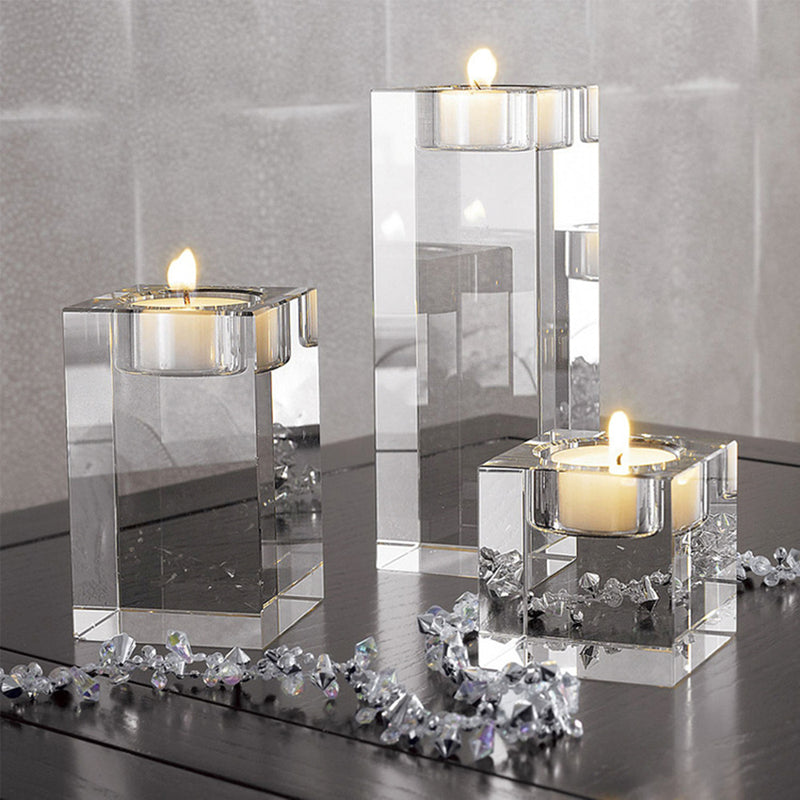 Crystal Cylinder Vases Tea Light Candle Centerpieces Holder Candlestick Wedding Decor