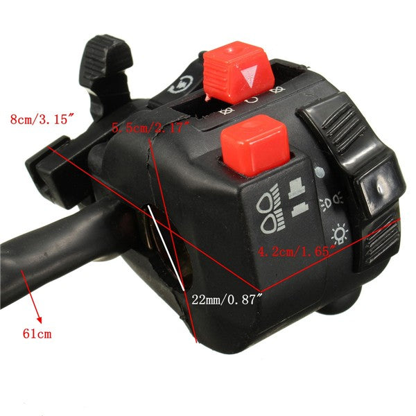 7/8inch Motorcycle Left Switch Headlight 50cc 70cc 90cc 110cc 125cc 150cc 5 Functions
