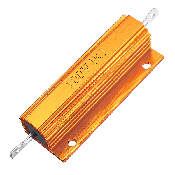 10pcs RX24 100W 1KR 1KRJ Metal Aluminum Case High Power Resistor Golden Metal Shell Case Heatsink Resistance Resistor