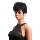 4 Inch Black Short Straight Synthetic Hair Wigs Kabekalon Bang Women Lady