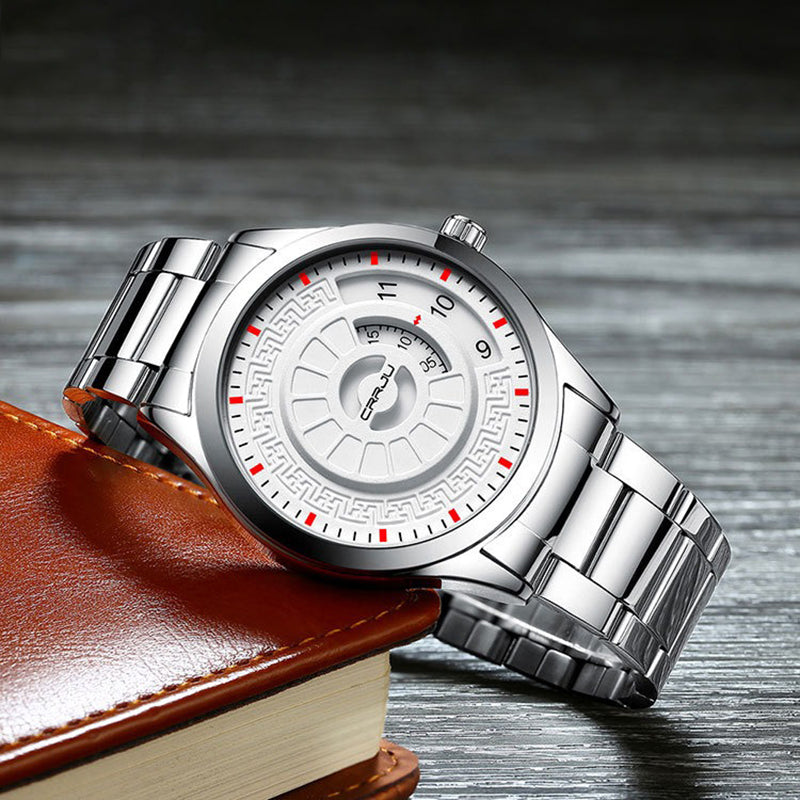 CRRJU 2141 Unique Dial Stainless Steel Casual Style Creative Men Wrist Watch Quartz Watch