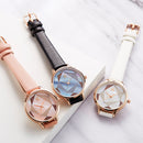 SHENGKE SK K0117 Simple Geometric Triangle Crystal Dial Female Fashion Leather Strap Women Quartz Watch