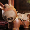 2Pcs/Set Ceramic Incense Cone Burner Incense Holder Donkey Pulling Millstone w/ Rope Lucky Fragrant Censer Decor