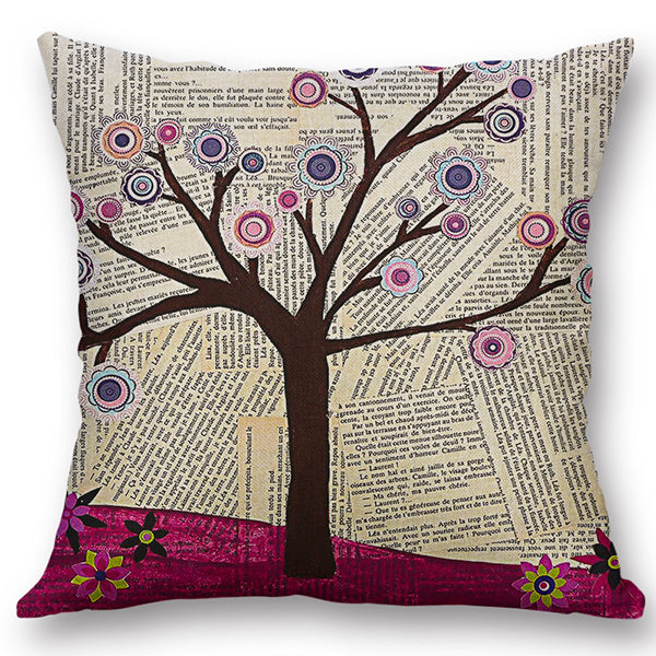 European Style Oil Painting Tree Cushion Cover Home Decor Throw Pillow Case