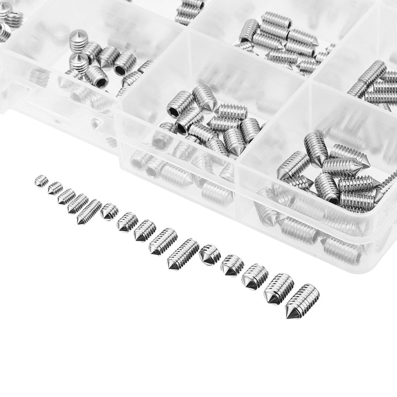 Suleve MXSH6 M3/M4/M5 300Pcs Allen Hex Socket Set Grub Screw Cone Point 3-10mm Assortment Kit
