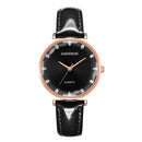 Deffrun Crystal Casual Style Women Wrist Watch Leather Strap Gift Quartz Watches