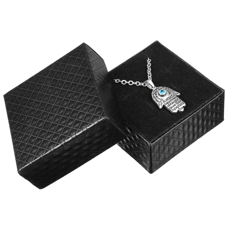 REZEX Buddhist Men's Necklace Titanium Steel Gold Silver Buddha Palm Pendant Necklace With Case