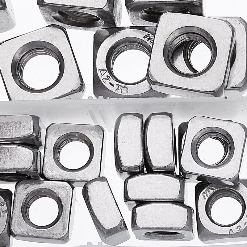 Suleve MXSN5 260Pcs Square Nut 304 Stainless Steel Machine Screw Nuts M3/M4/M5/M6/M8/M10