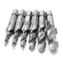 Drillpro 6pcs 1/8-3/8 Inch BSW Thread HSS Combination Drill Tap Bit Set Hex Shank Deburr Countersink Bits